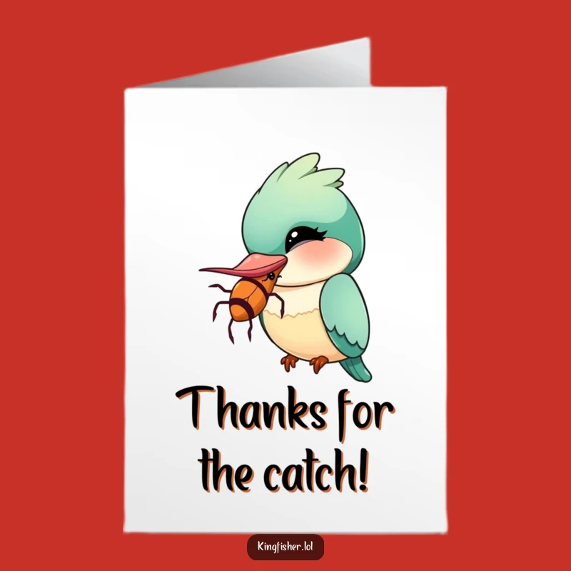Funny Kingfisher Thank You Card: Free Printable Kawaii Bird's Big Gift