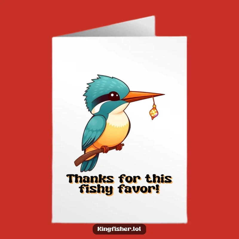 Thank You Kawaii Kingfisher Card Free Printable: Fishy Thanks - Funny Downloadable Greeting