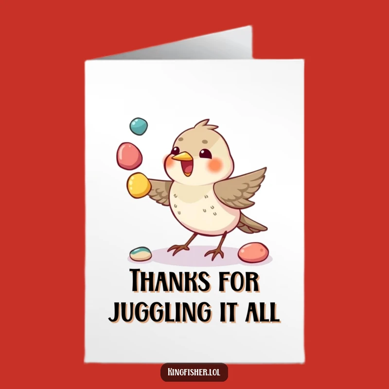 Free Printable Thank You Card: Juggling Bird Thanks, Playful Downloadable Gratitude