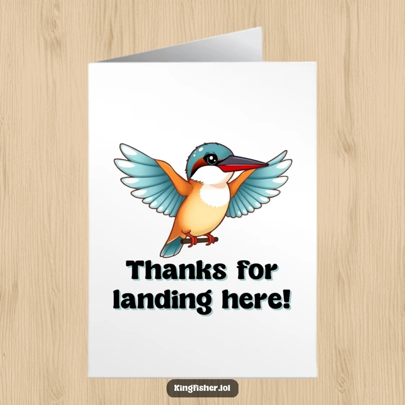 Funny Free Printable Thank You Card: Kingfisher Bird Landing Gracefully with Thanks