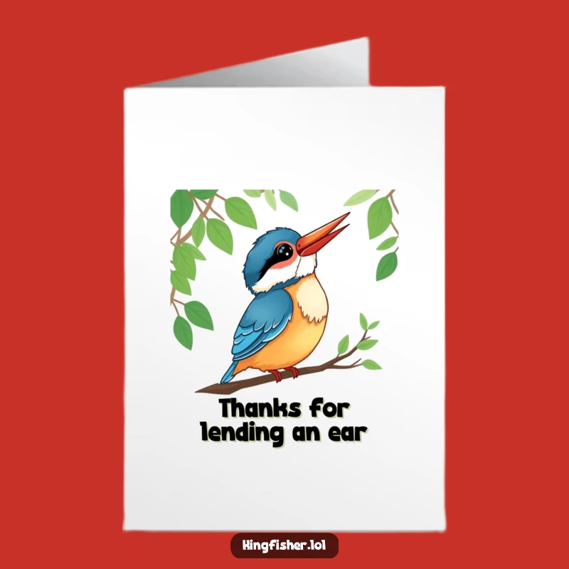 Free Printable Thank You Card: Listening Kingfisher, a Grateful Downloadable Gift