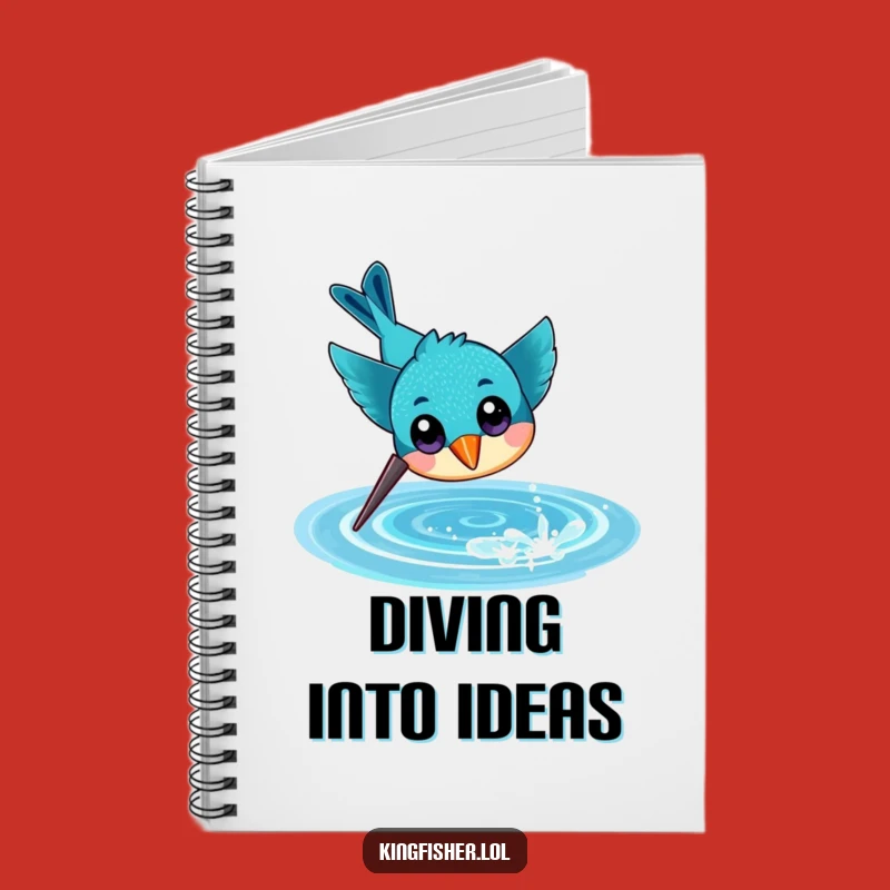 Funny Diving Kingfisher Notebook, Cheerful Journal, Aquatic Thoughts Holder