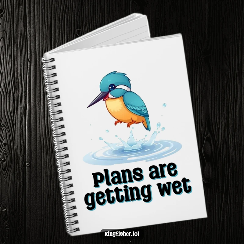 Funny Notebook: A kingfisher bird joyfully splashing in a puddle, perfect for jotting down inspired thoughts and humorous ideas.