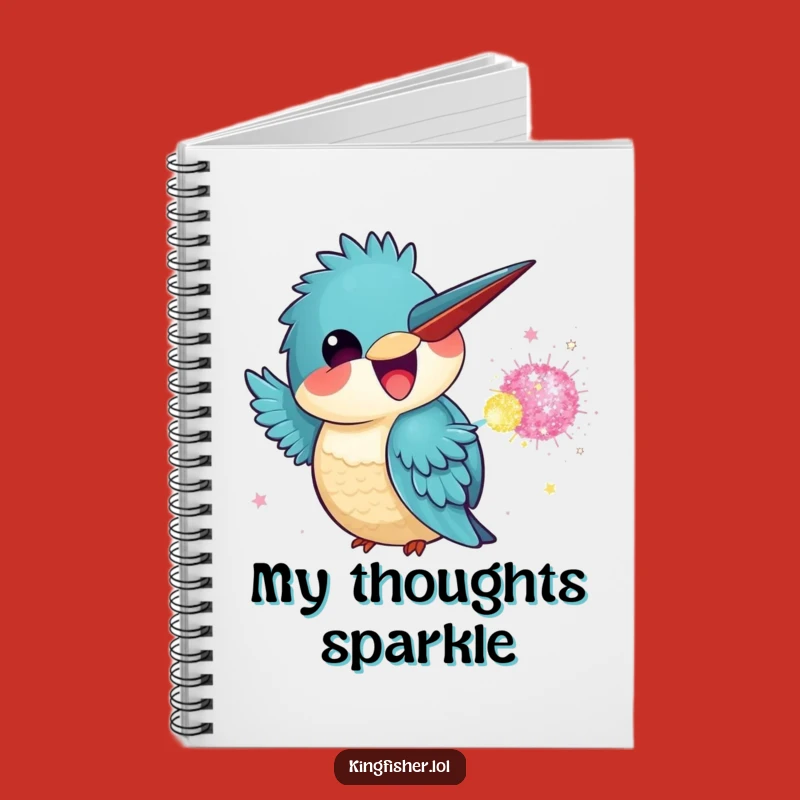 Funny Kingfisher Glitter Bomb Notebook: Jot Down Ideas with Kawaii Bird's Hilarious Sparkle!