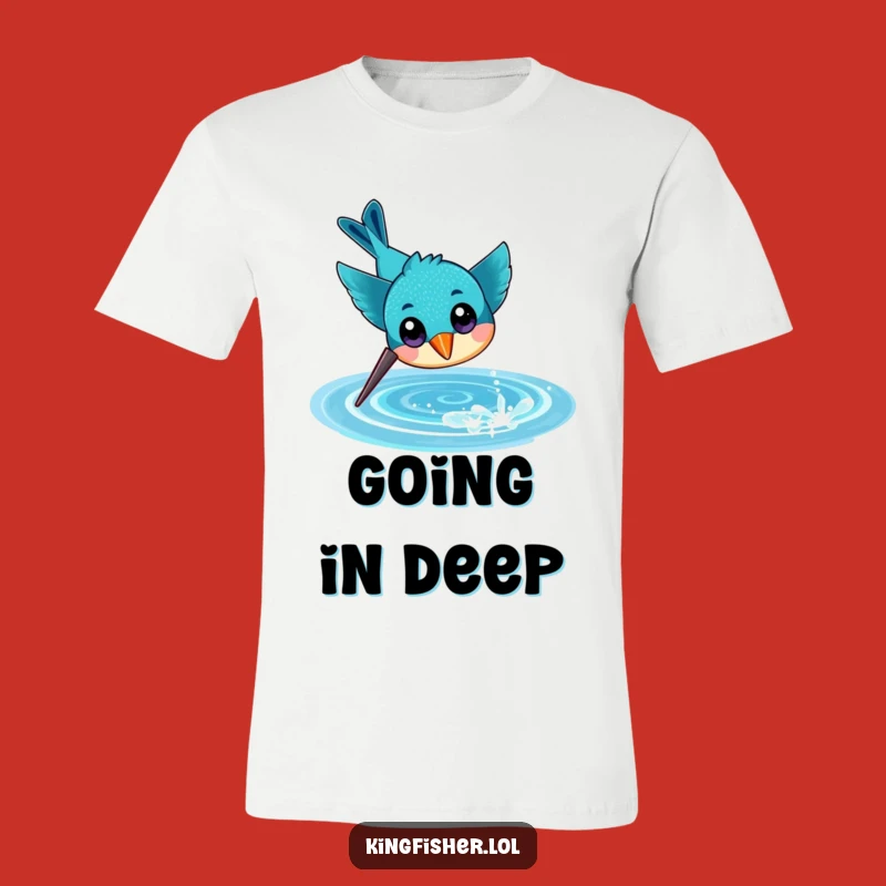 Funny Diving Kingfisher T-Shirt, Cheerful Bird Action, Aquatic Graphic Tee