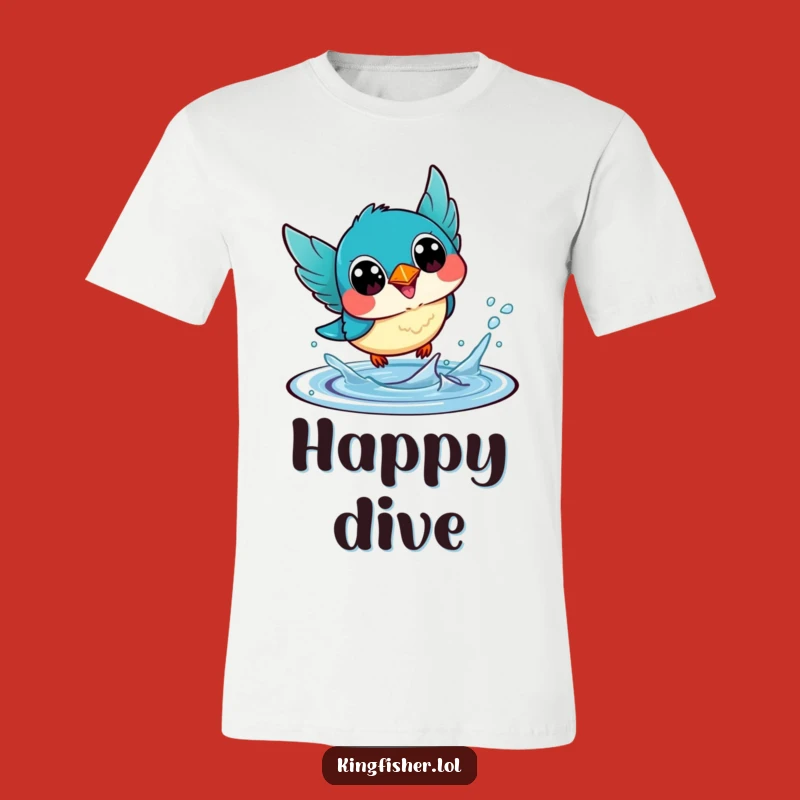 Funny Kawaii Kingfisher T-Shirt: Diving Fun, Happy Eyes Design, Hilarious Gift