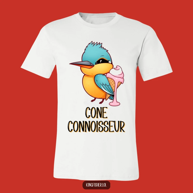 Funny Winking Kingfisher Ice Cream T-Shirt: Cheeky Bird Design, Perfect Funny Gift