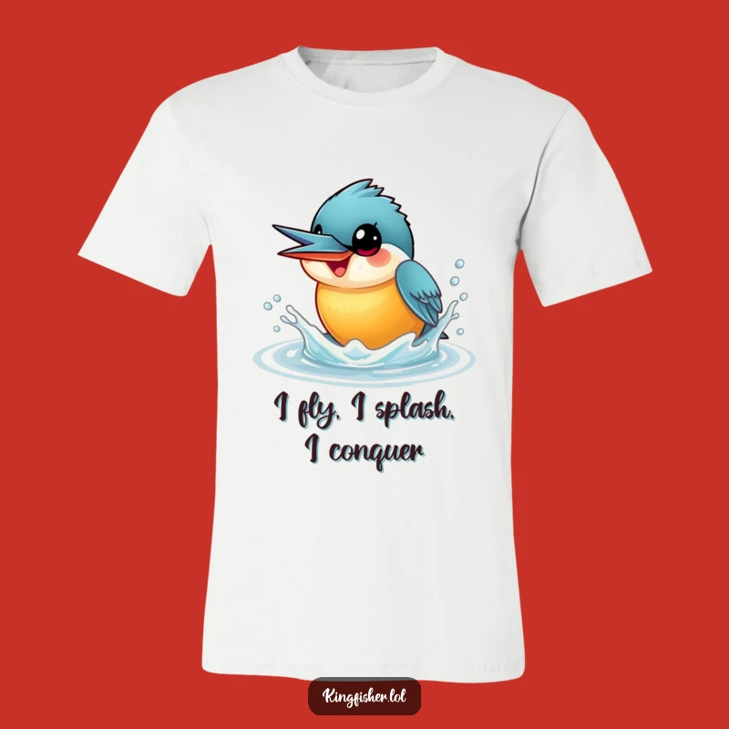 Funny Kingfisher T-Shirt: Wide-Eyed Bird Playfully Splashing Water - Great Gift!