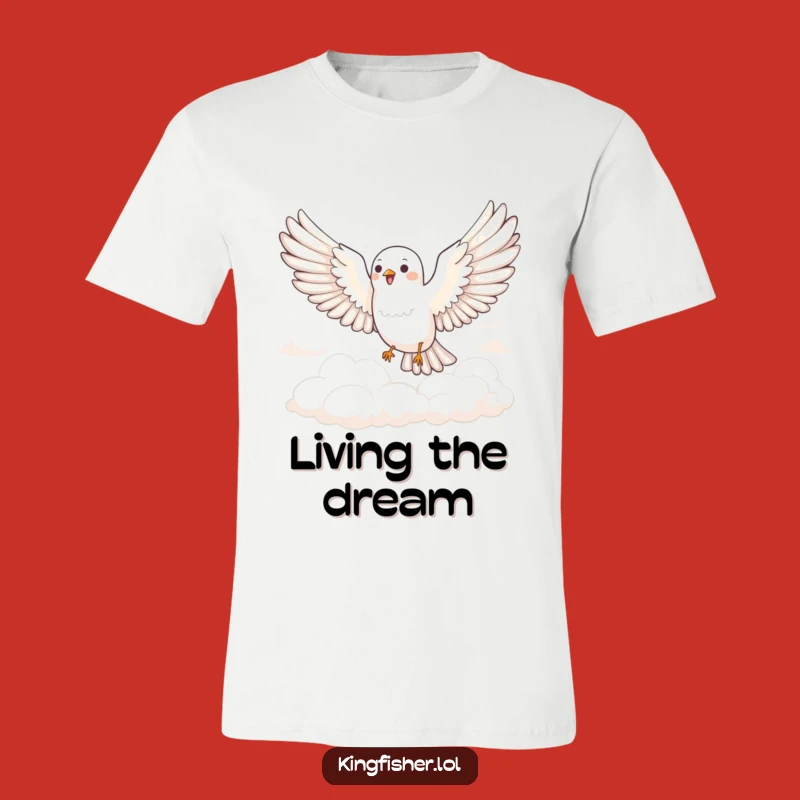 Funny Joyful Bird T-Shirt: Embrace the Sky with This Fluffy Cloud Design