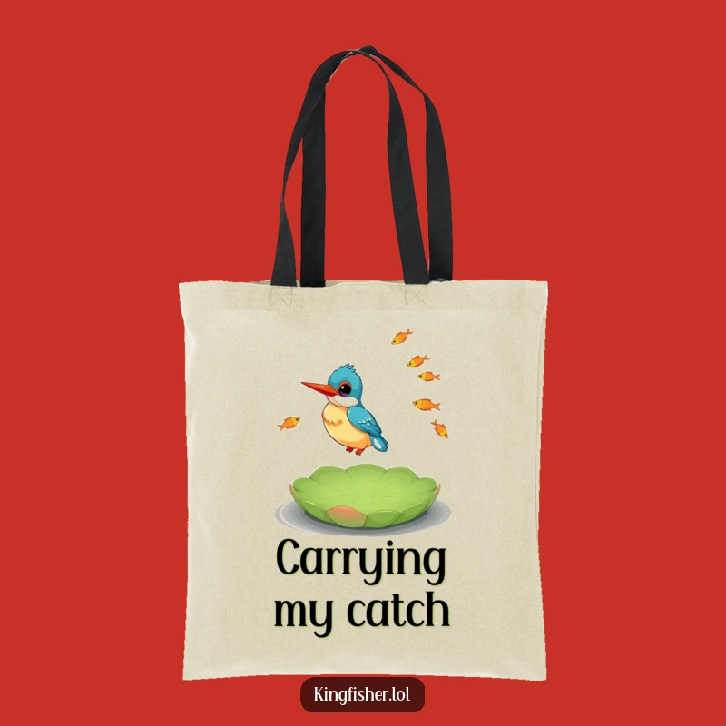 Funny Kingfisher Juggling Fish Tote Bag: Carry Your Laughs with This Talented Bird!