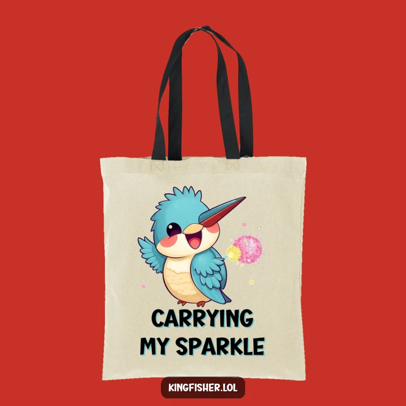 Funny Kingfisher Glitter Bomb Tote Bag: Carry Your Laughs in Style with This Kawaii Bird!