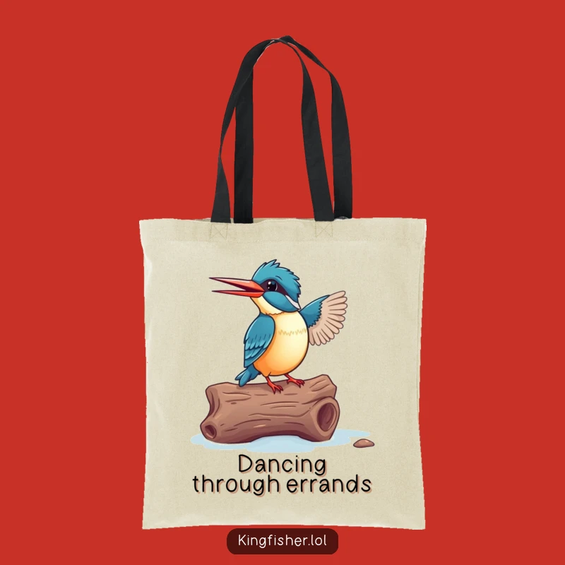 Funny Dancing Kingfisher Tote Bag - Log Groover - Gift for Bird Lovers