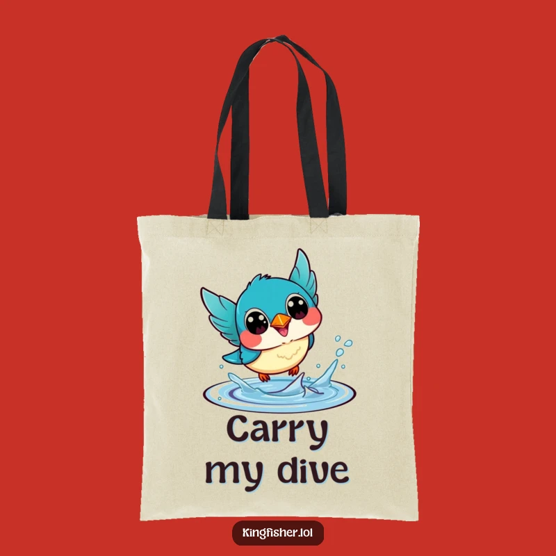 Funny Kawaii Kingfisher Tote Bag: Carry Fun, Happy Dive, Perfect Gift