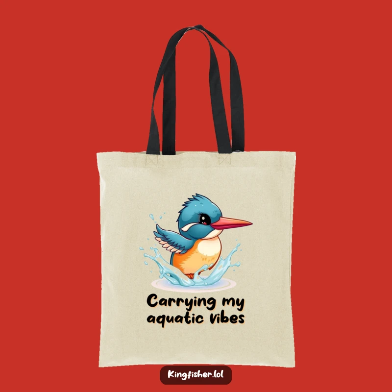 Funny Kingfisher Tote Bag - Energetic Water Splash - Eco-Friendly Gift