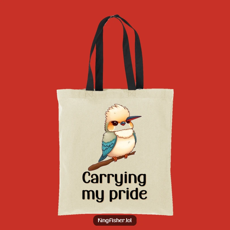 Funny Proud Kingfisher Tote Bag: Carry Pride with a Fluffy Bird