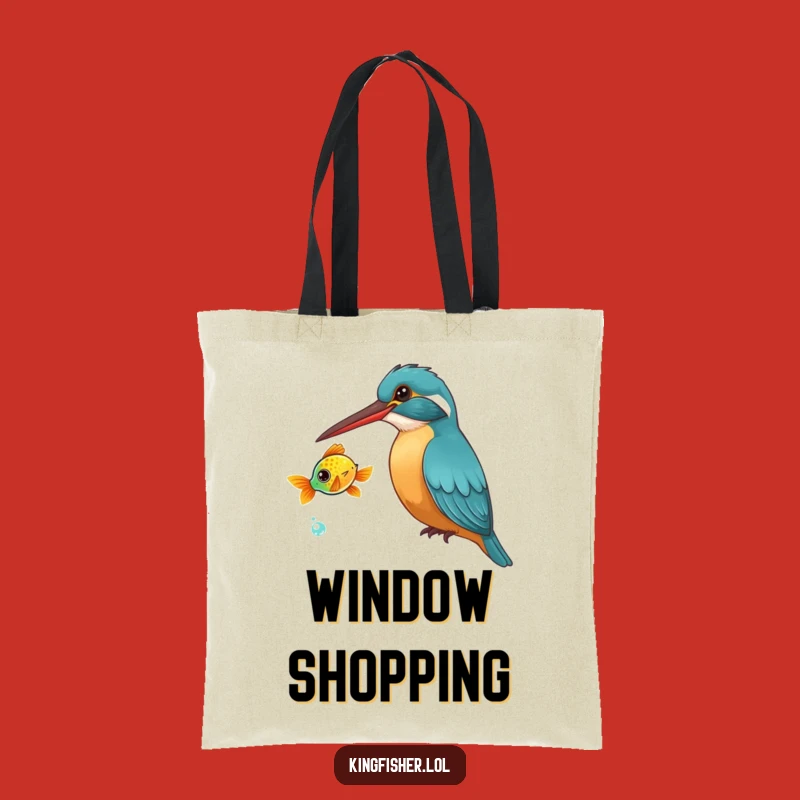 Funny Kingfisher Tote Bag: Curious Bird & Fish Art, Chic Funny Gift