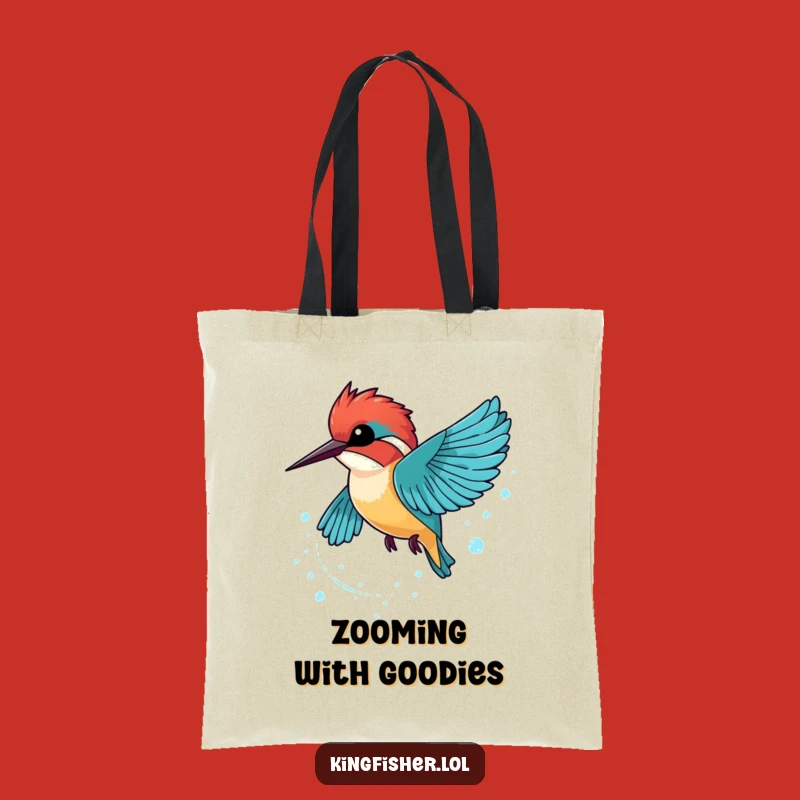 Funny Kingfisher Bubble Trail Tote Bag: Carry Your Sparkle with This Zooming Bird!